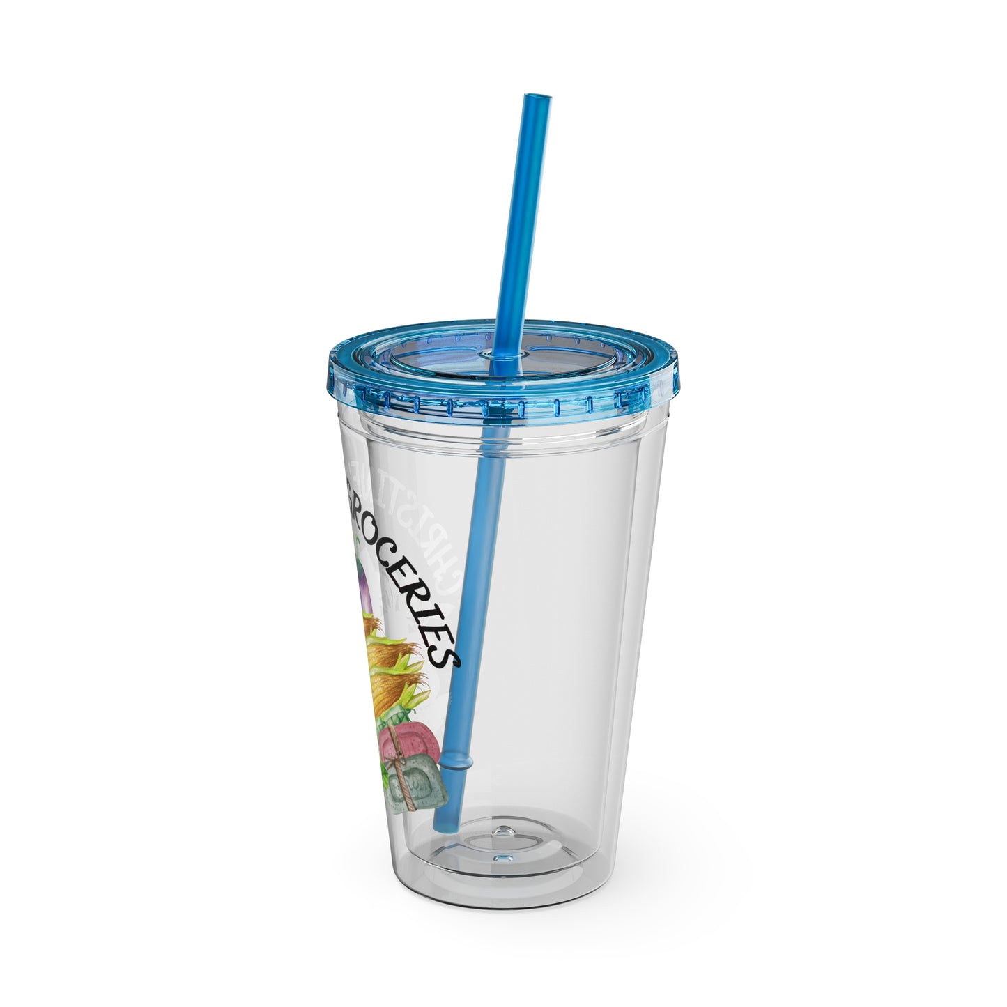 Christine's Groceries Sunsplash Tumbler with Straw, 16oz