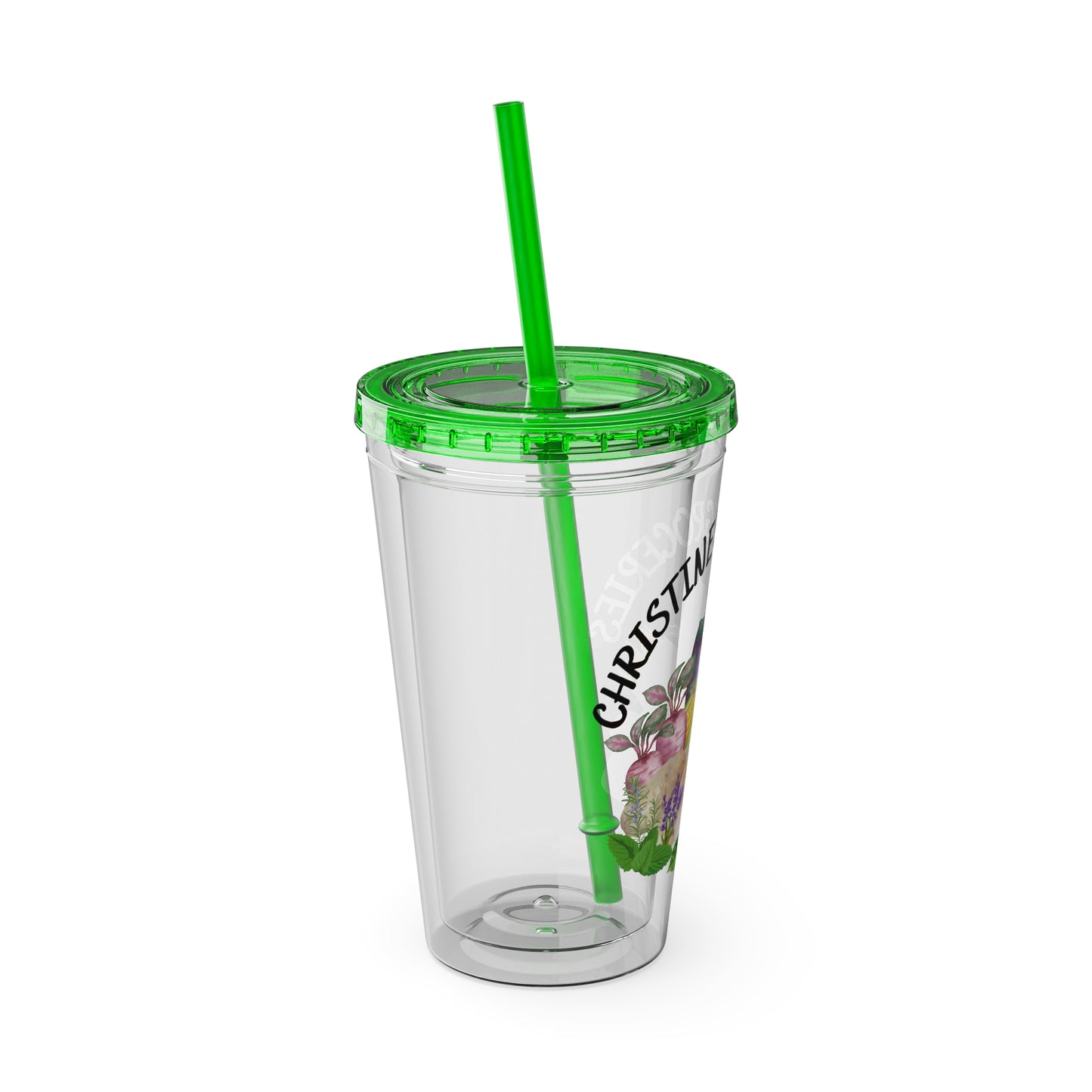 Christine's Groceries Sunsplash Tumbler with Straw, 16oz