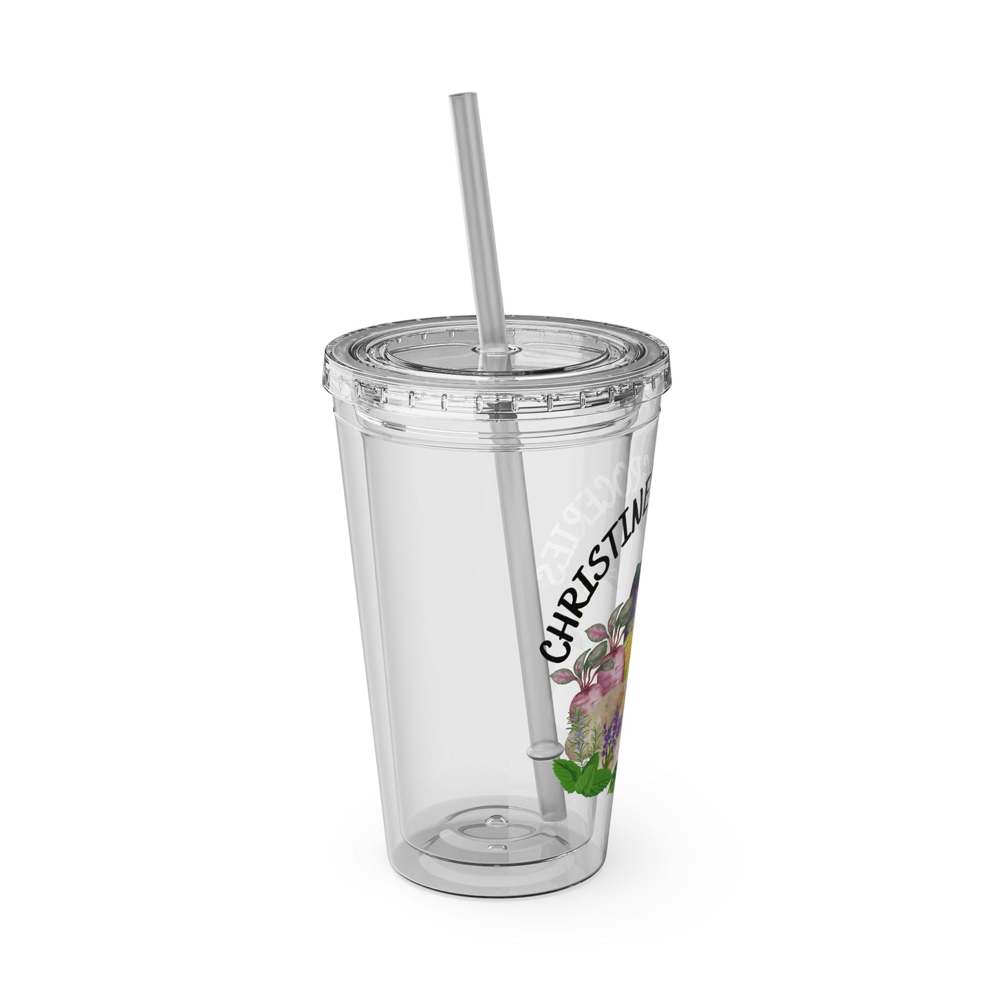 Christine's Groceries Sunsplash Tumbler with Straw, 16oz