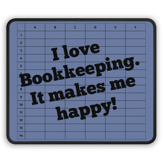 I Love Bookkeeping Mousepad – Smooth Surface, Non-Slip Base, Gift for Accountants & Gamers, Fun & Durable Desk Accessory - Blue