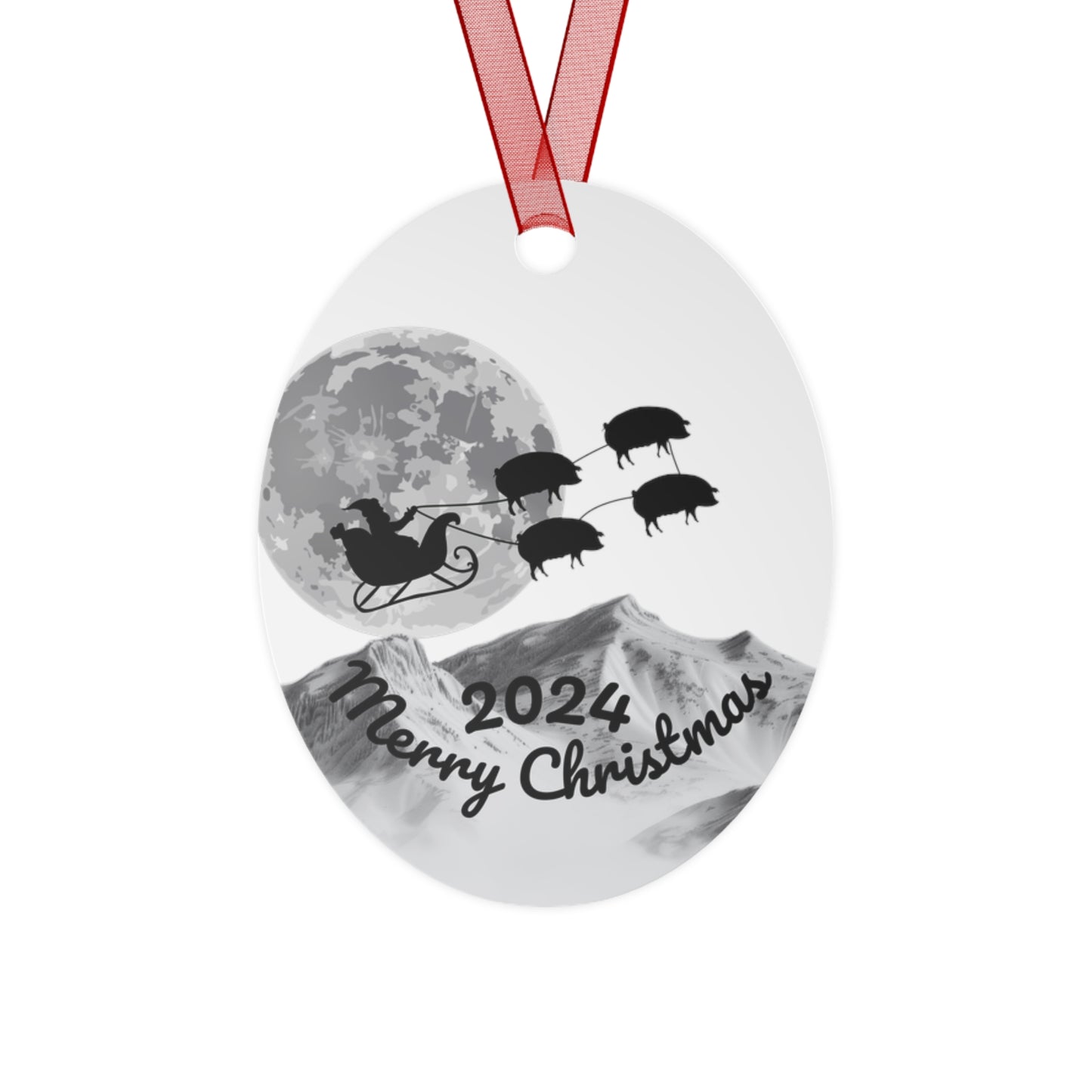 Metal Ornaments, Santa Hogs Sleigh Ride Christmas Decor, Holiday Tree Decoration, Home Ornaments, Xmas Gift, Festive Decor