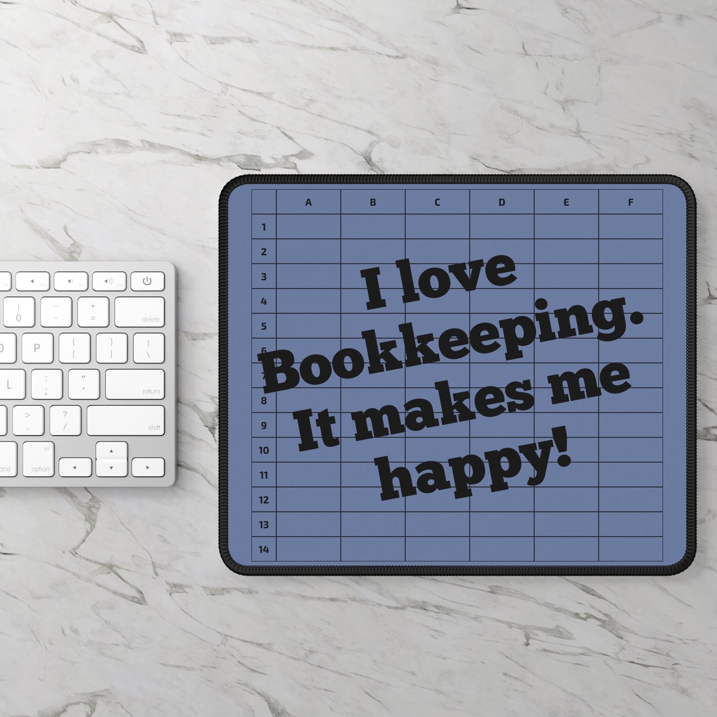 I Love Bookkeeping Mousepad – Smooth Surface, Non-Slip Base, Gift for Accountants & Gamers, Fun & Durable Desk Accessory - Blue