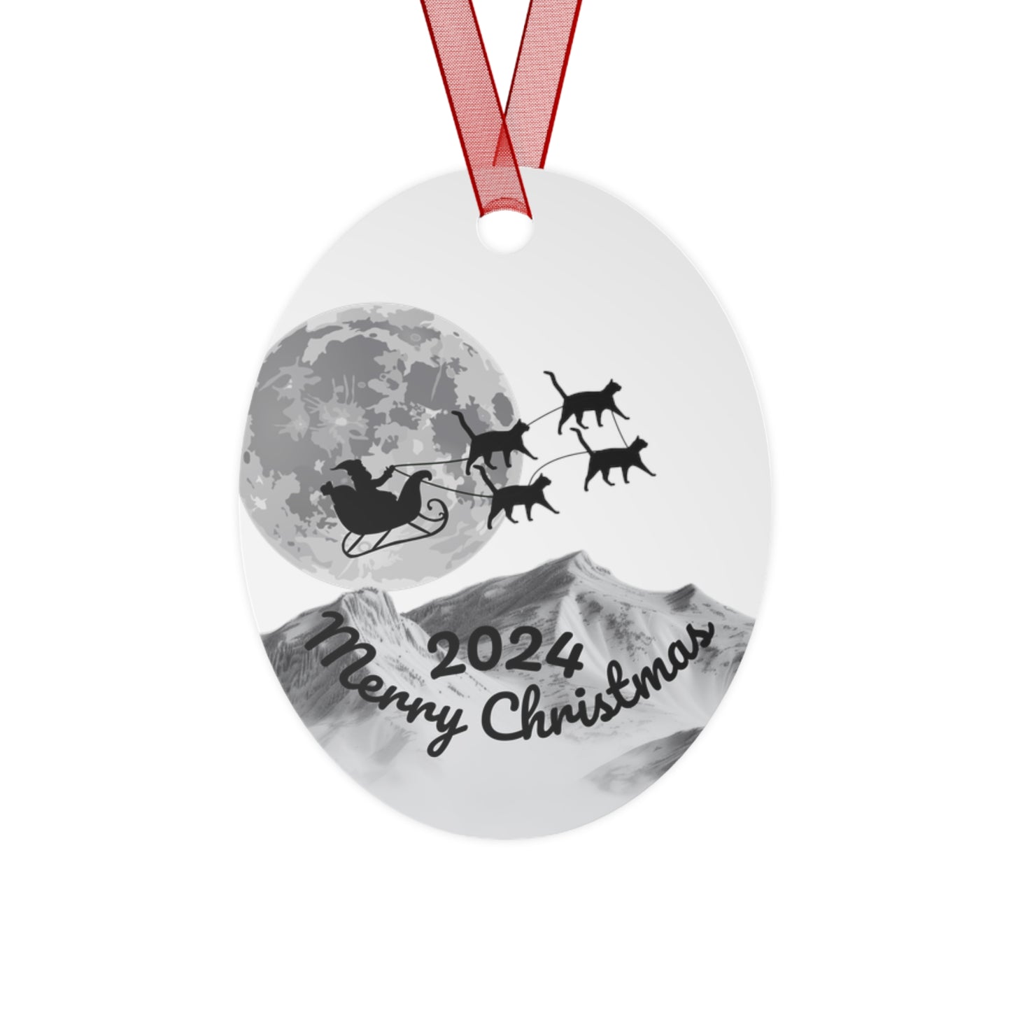 Metal Ornaments, Santa Cats Sleigh Ride Christmas Decor, Holiday Tree Decoration, Home Ornaments, Xmas Gift, Festive Decor