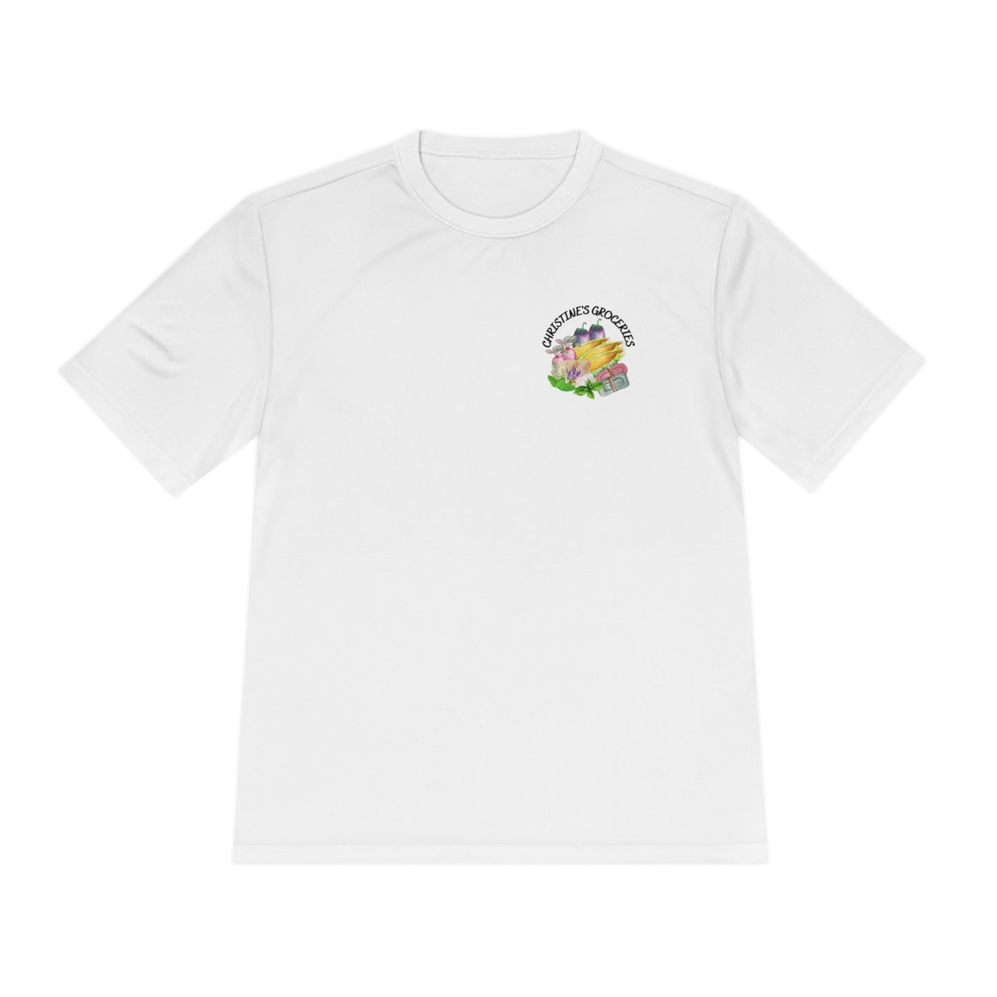 Christine's Groceries Logo wear pocket print Unisex Moisture Wicking Tee