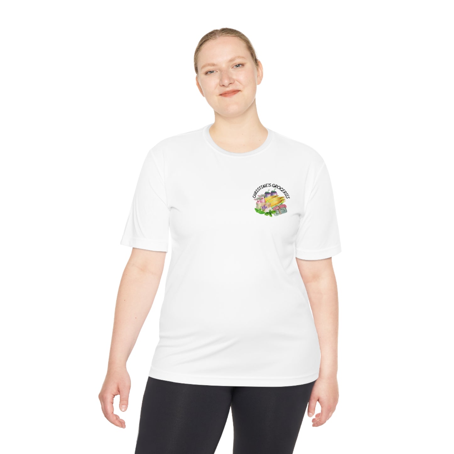 Christine's Groceries Logo wear pocket print Unisex Moisture Wicking Tee