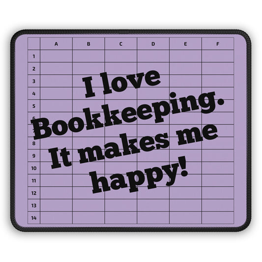 I Love Bookkeeping Mousepad – Smooth Surface, Non-Slip Base, Gift for Accountants & Gamers, Fun & Durable Desk Accessory - Purple