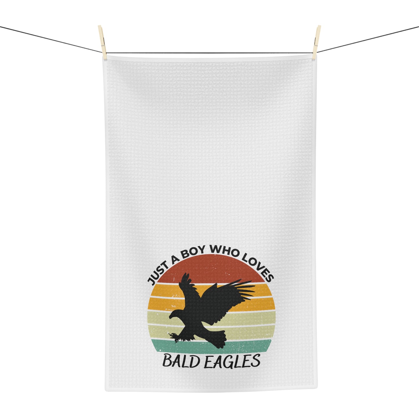 Just a Boy Who Loves Bald Eagles Soft Tea Towel