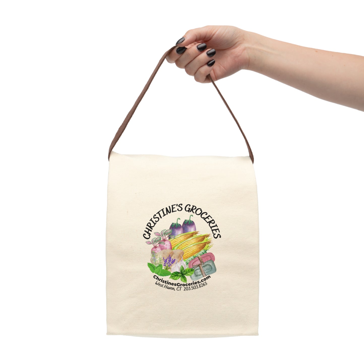 Christine's Groceries Canvas Lunch Bag With Strap