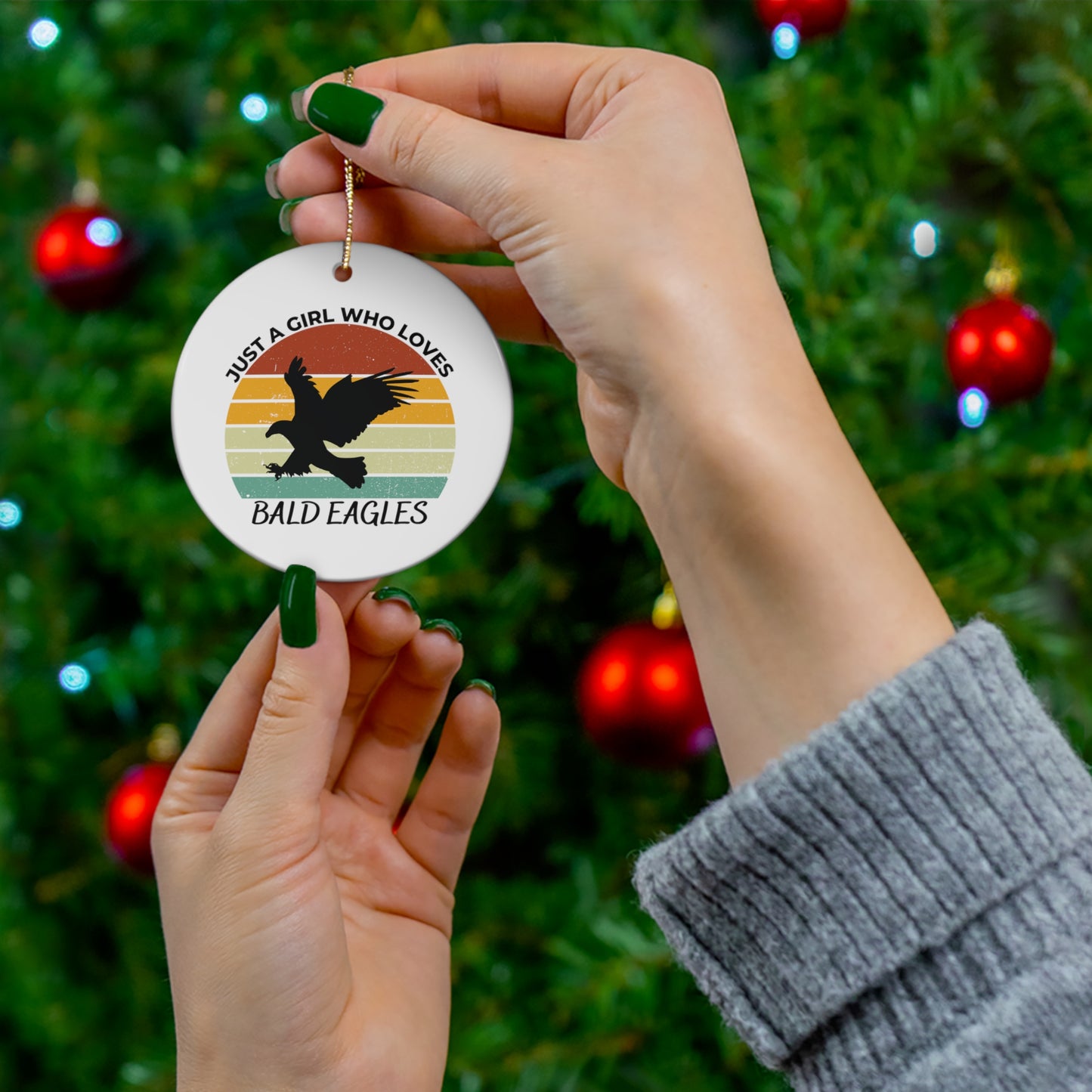 Just a Girl Who Loves Bald Eagles Ceramic Ornament, 3 Shapes