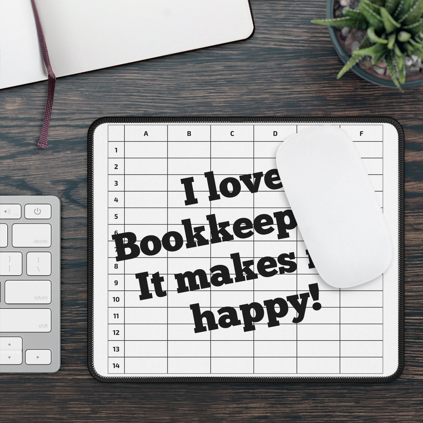 I Love Bookkeeping Mousepad – Smooth Surface, Non-Slip Base, Gift for Accountants & Gamers, Fun & Durable Desk Accessory - White