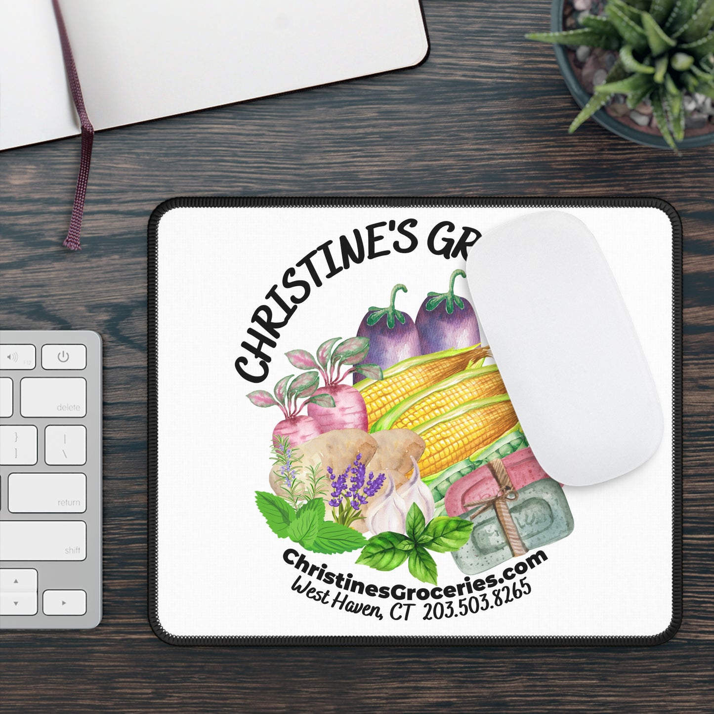 Christine's Groceries White Gaming Mouse Pad