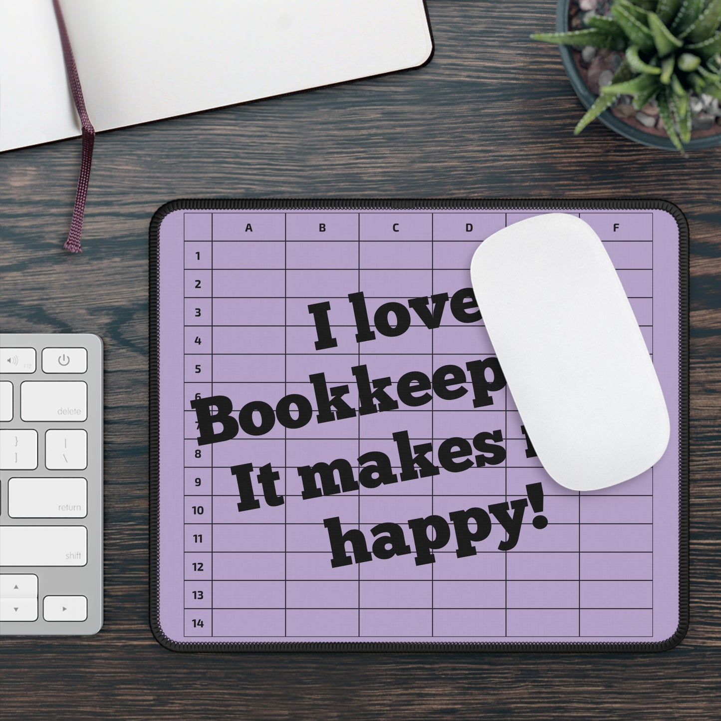 I Love Bookkeeping Mousepad – Smooth Surface, Non-Slip Base, Gift for Accountants & Gamers, Fun & Durable Desk Accessory - Purple