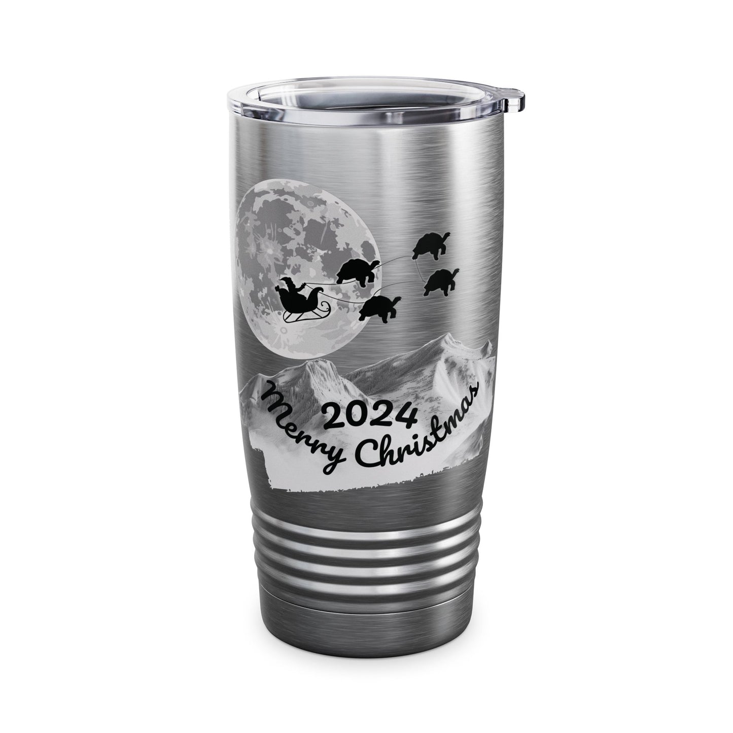 Christmas Tumbler, Santa Riding Sleigh Pulled by Tortoises, 20oz