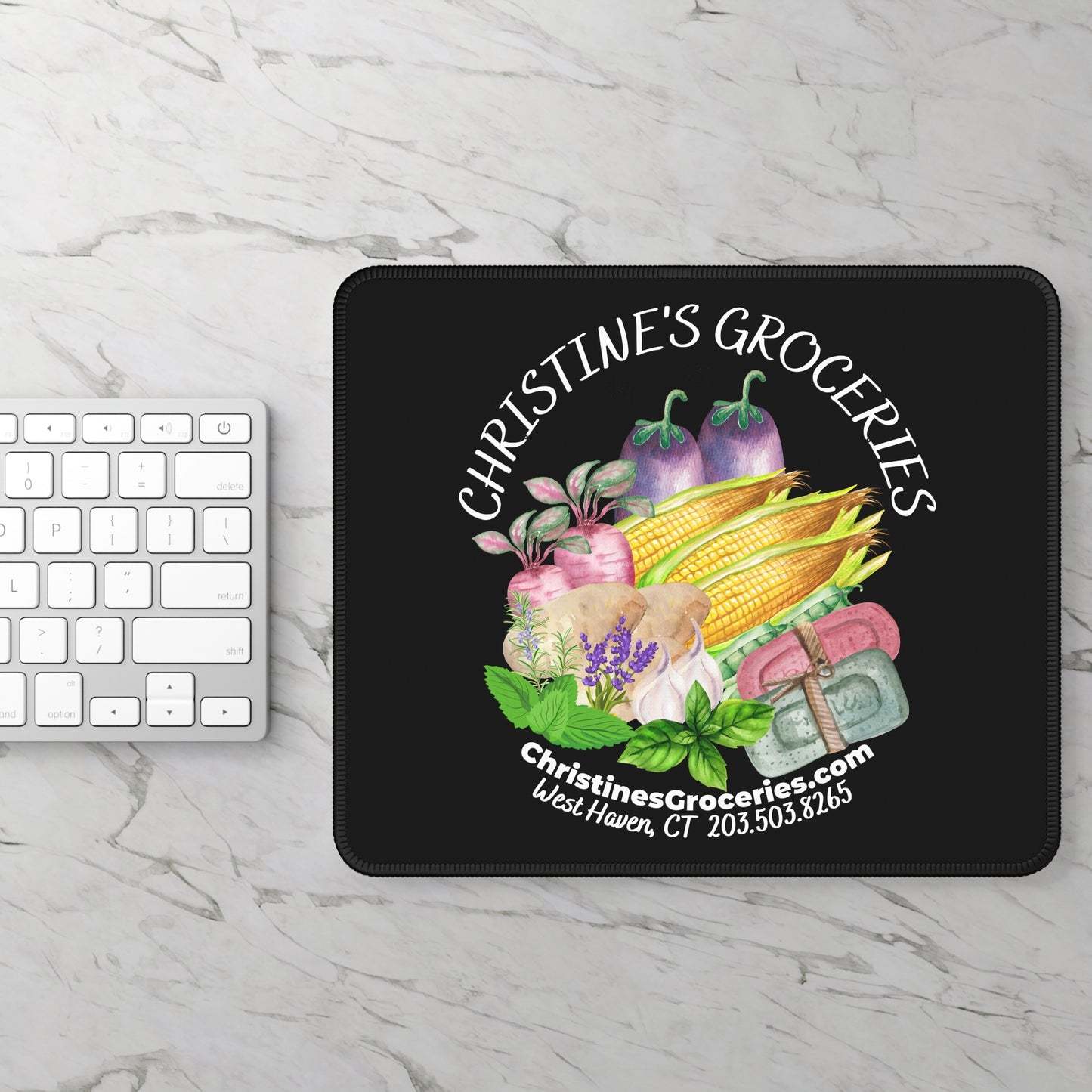 Christine's Groceries Black Gaming Mouse Pad