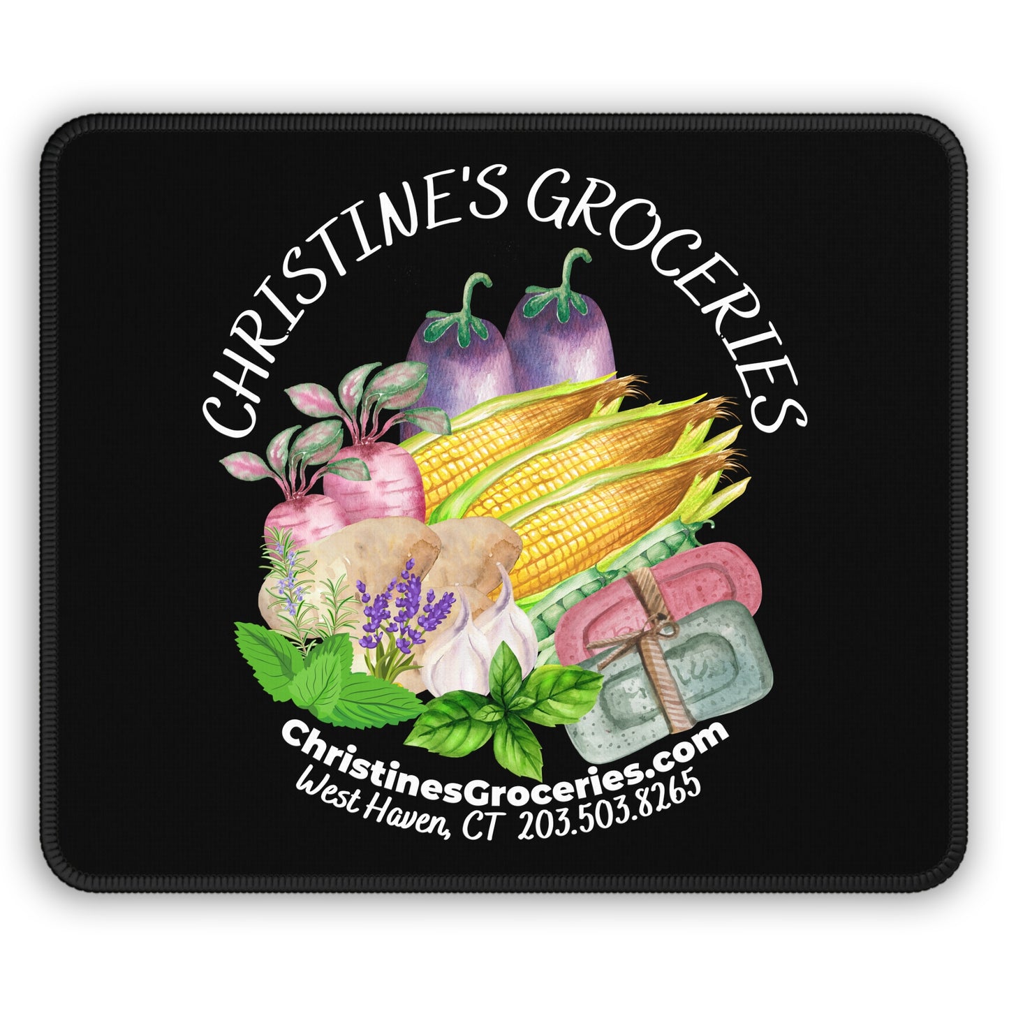 Christine's Groceries Black Gaming Mouse Pad