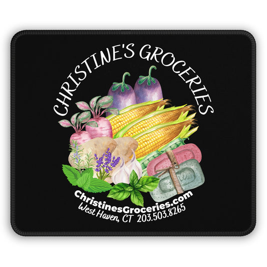 Christine's Groceries Black Gaming Mouse Pad