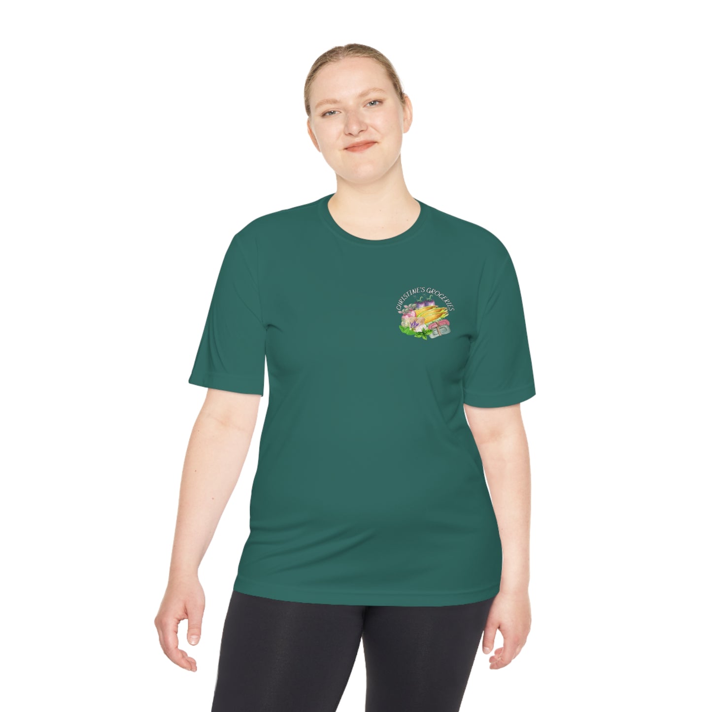 Christine's Groceries Logo wear pocket print Unisex Moisture Wicking Tee