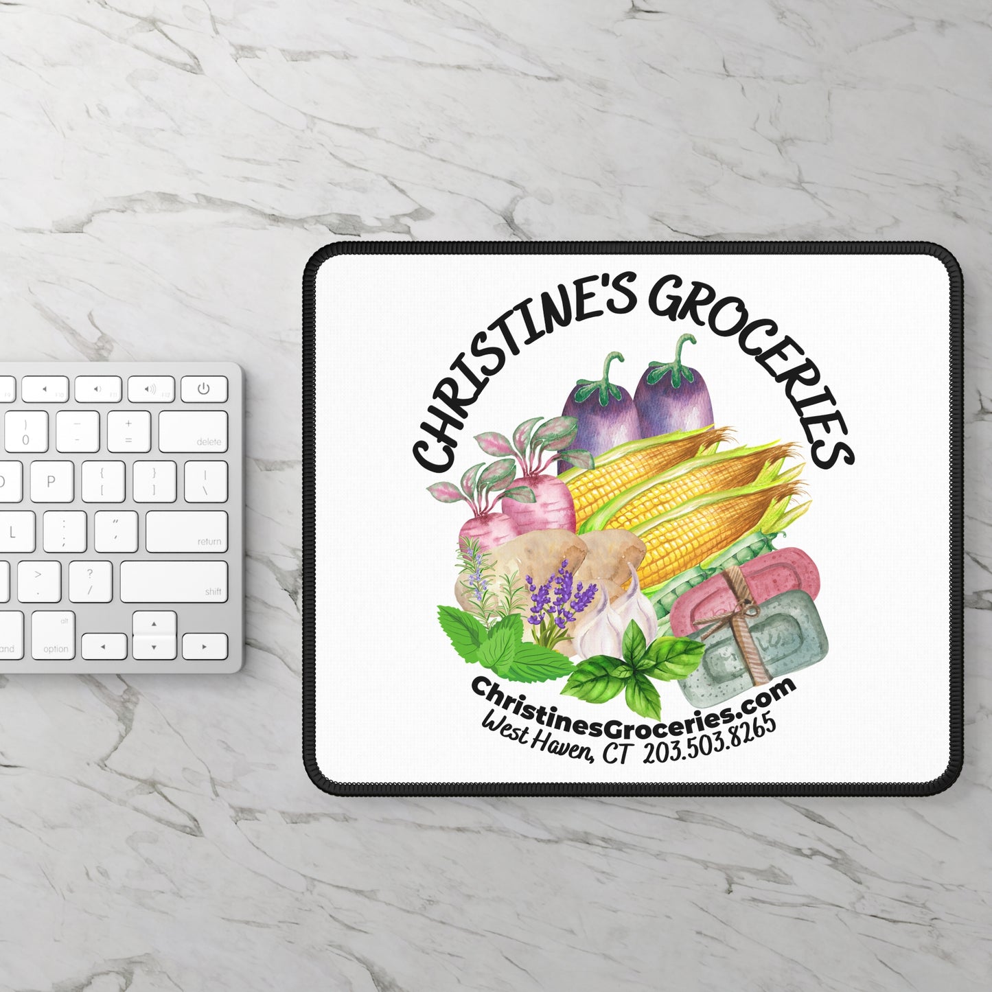 Christine's Groceries White Gaming Mouse Pad