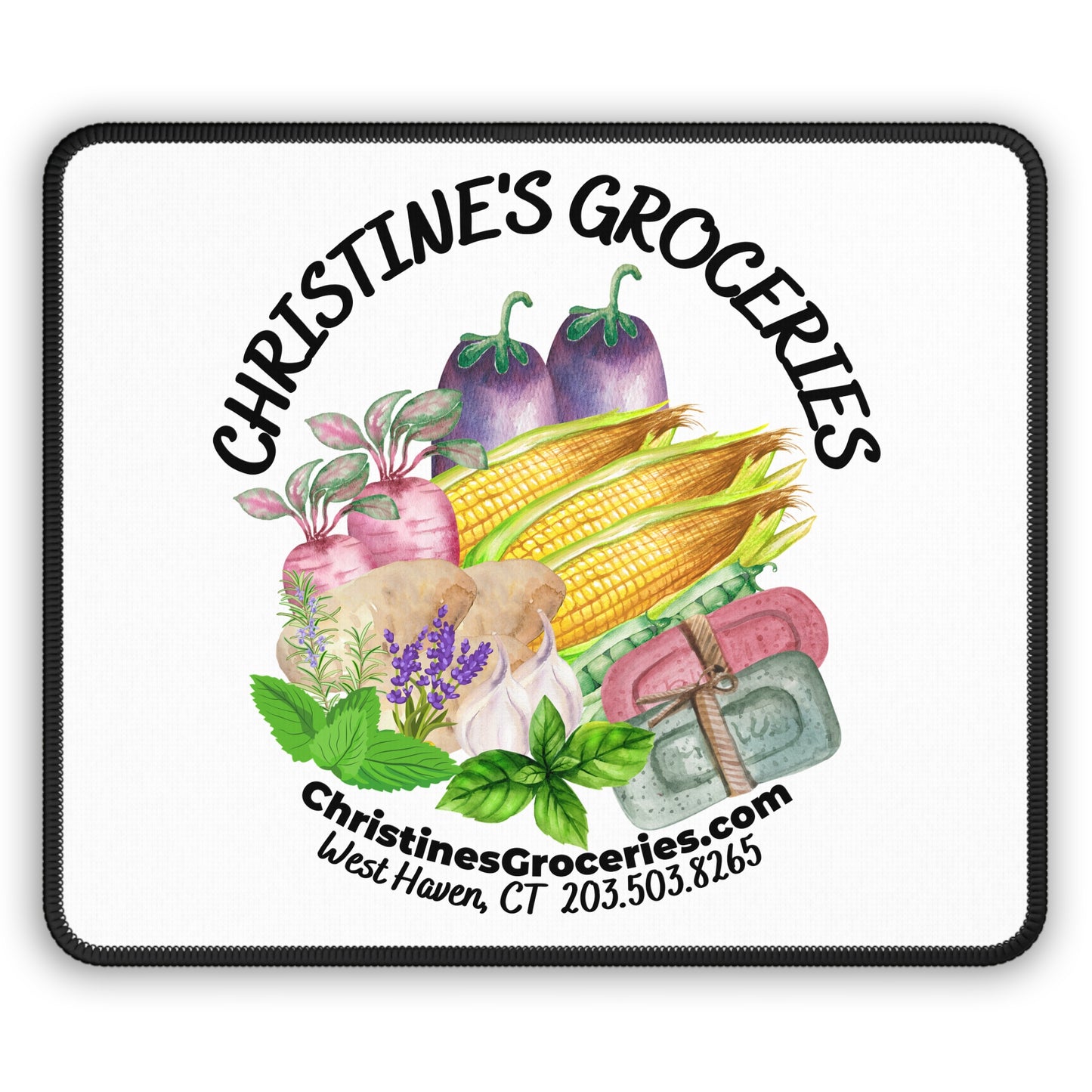 Christine's Groceries White Gaming Mouse Pad