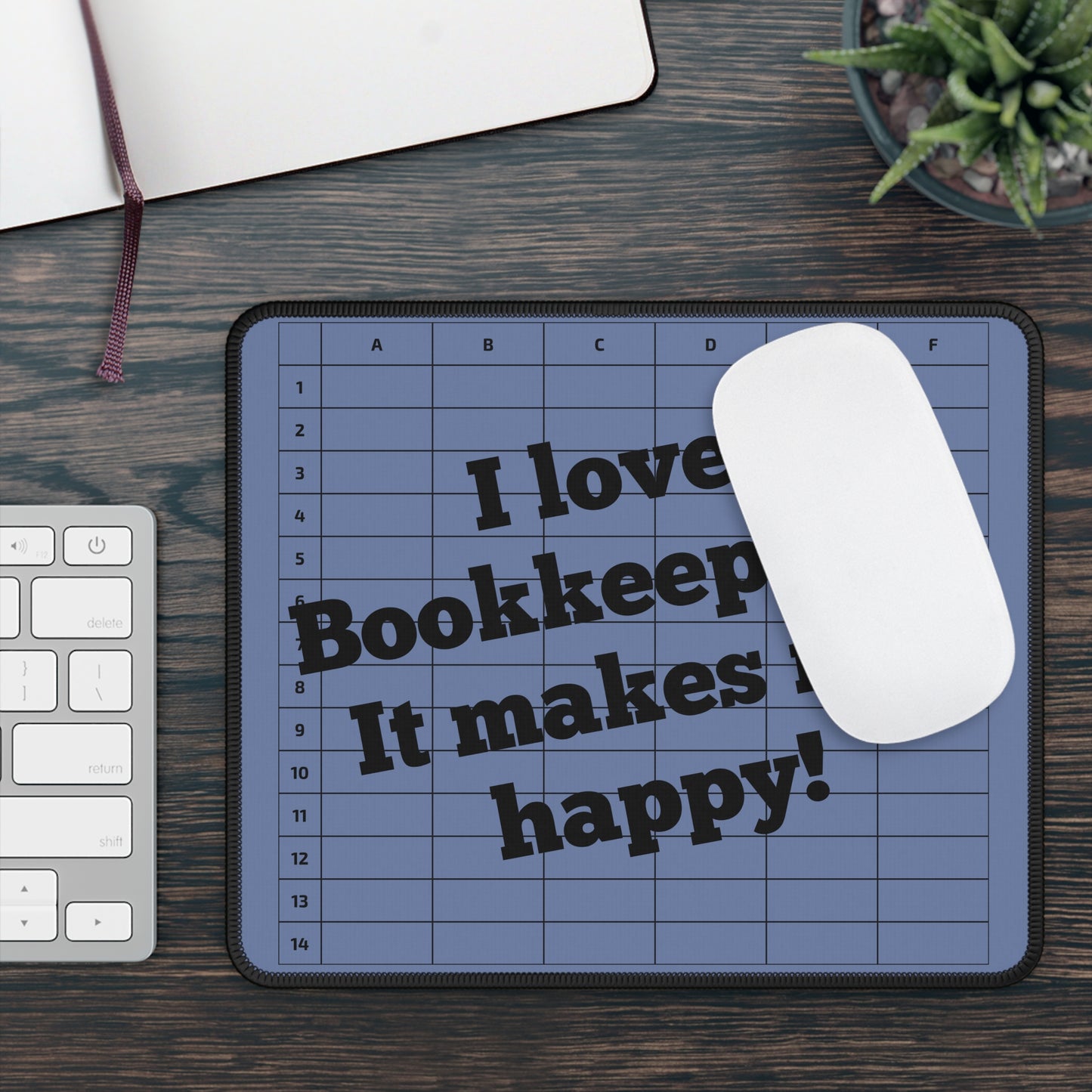 I Love Bookkeeping Mousepad – Smooth Surface, Non-Slip Base, Gift for Accountants & Gamers, Fun & Durable Desk Accessory - Blue