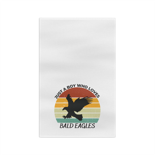 Just a Boy Who Loves Bald Eagles Soft Tea Towel