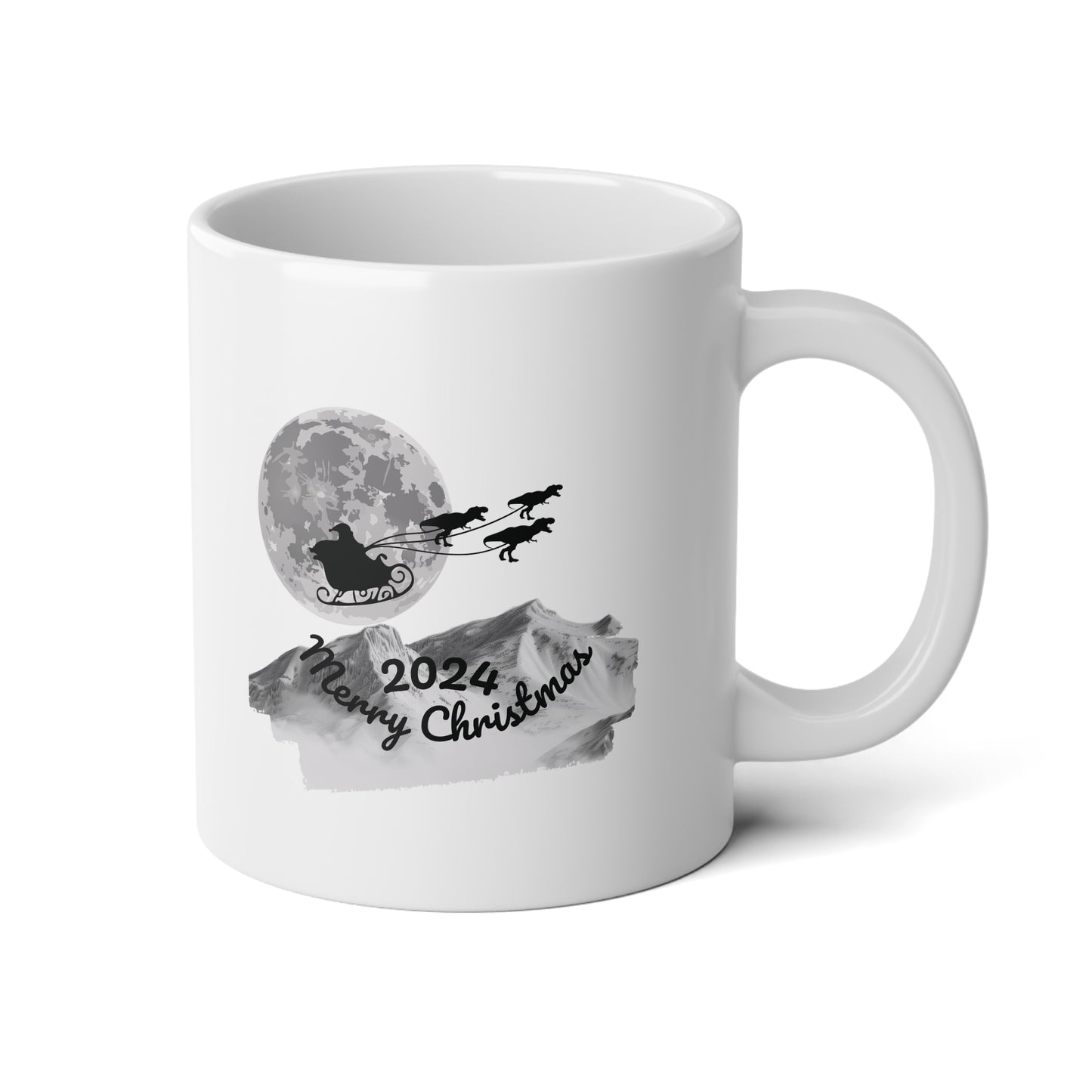 Jumbo Mug - Santa Riding Sleigh pulled by T-Rex