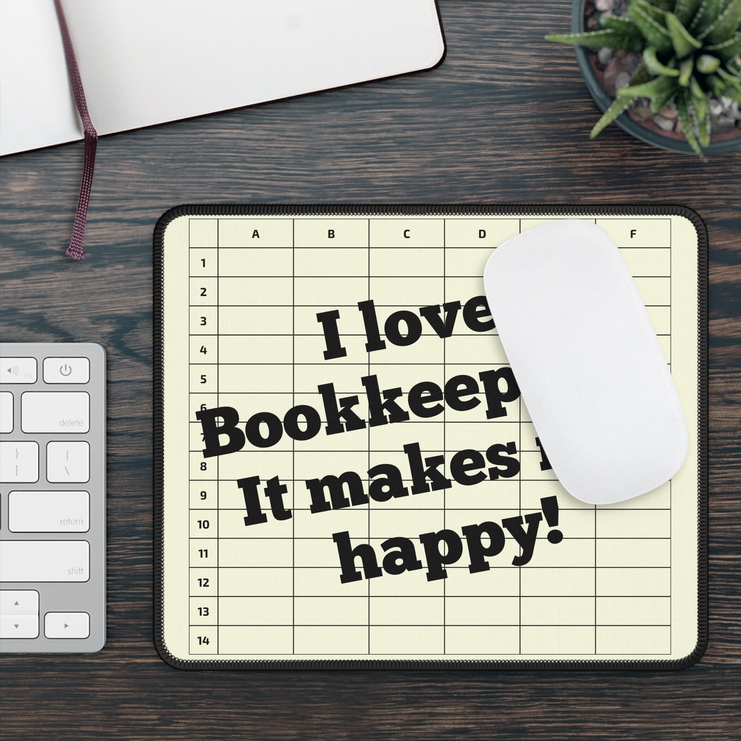I Love Bookkeeping Mousepad – Smooth Surface, Non-Slip Base, Gift for Accountants & Gamers, Fun & Durable Desk Accessory - Beige