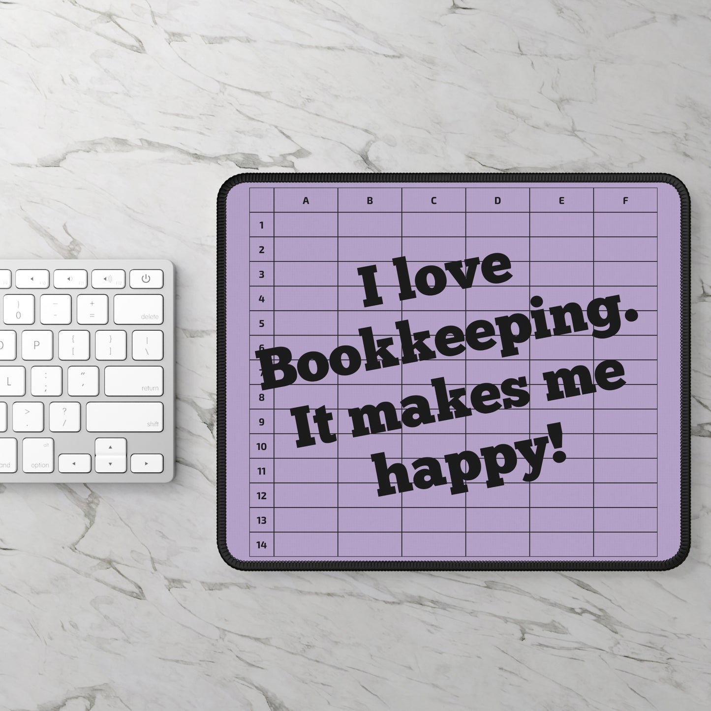 I Love Bookkeeping Mousepad – Smooth Surface, Non-Slip Base, Gift for Accountants & Gamers, Fun & Durable Desk Accessory - Purple
