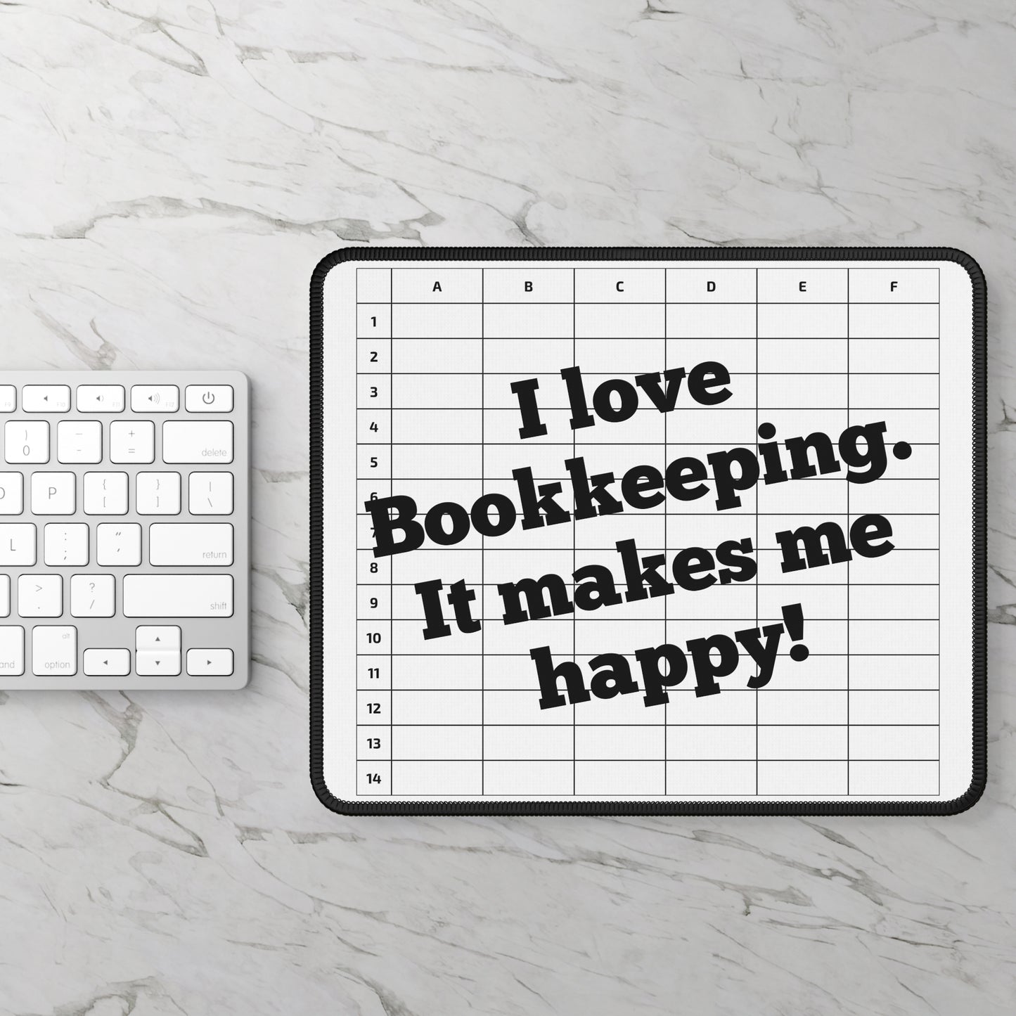I Love Bookkeeping Mousepad – Smooth Surface, Non-Slip Base, Gift for Accountants & Gamers, Fun & Durable Desk Accessory - White