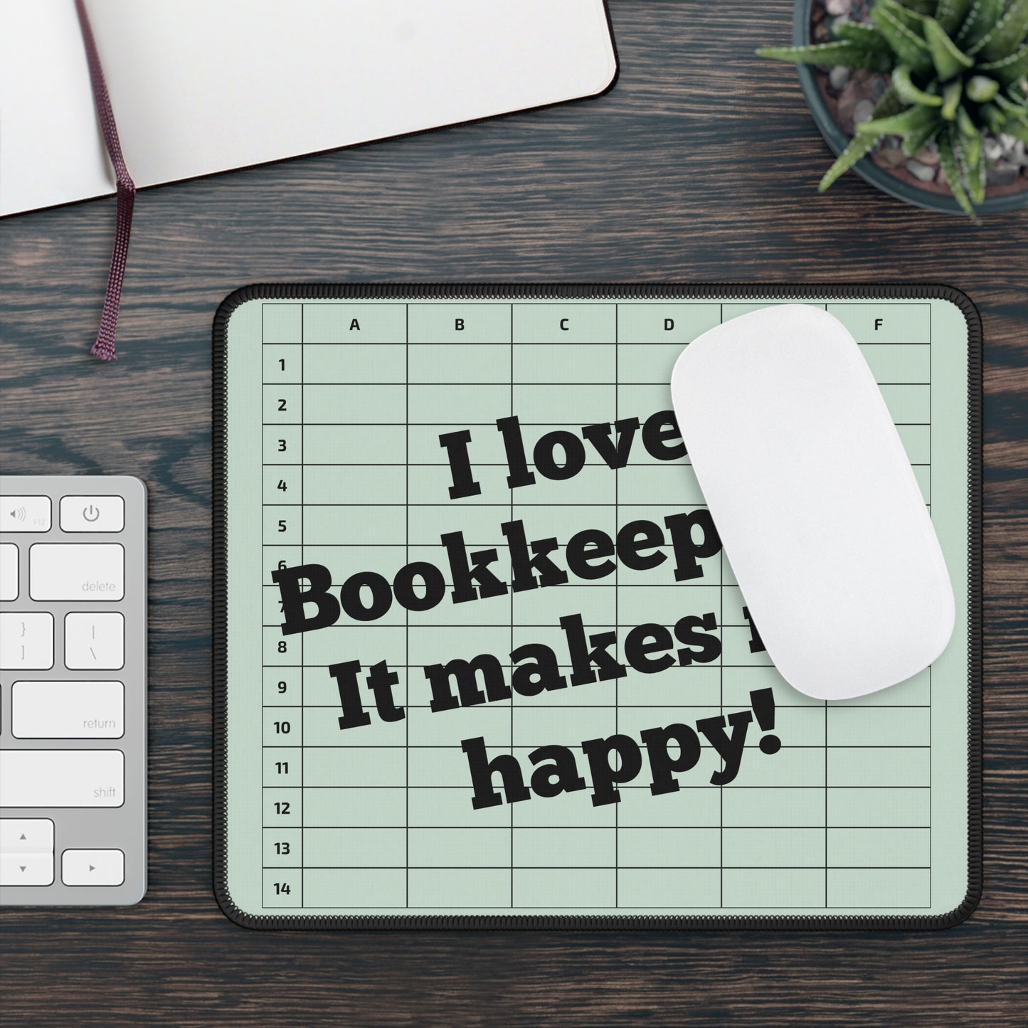 I Love Bookkeeping Mousepad – Smooth Surface, Non-Slip Base, Gift for Accountants & Gamers, Fun & Durable Desk Accessory - Green