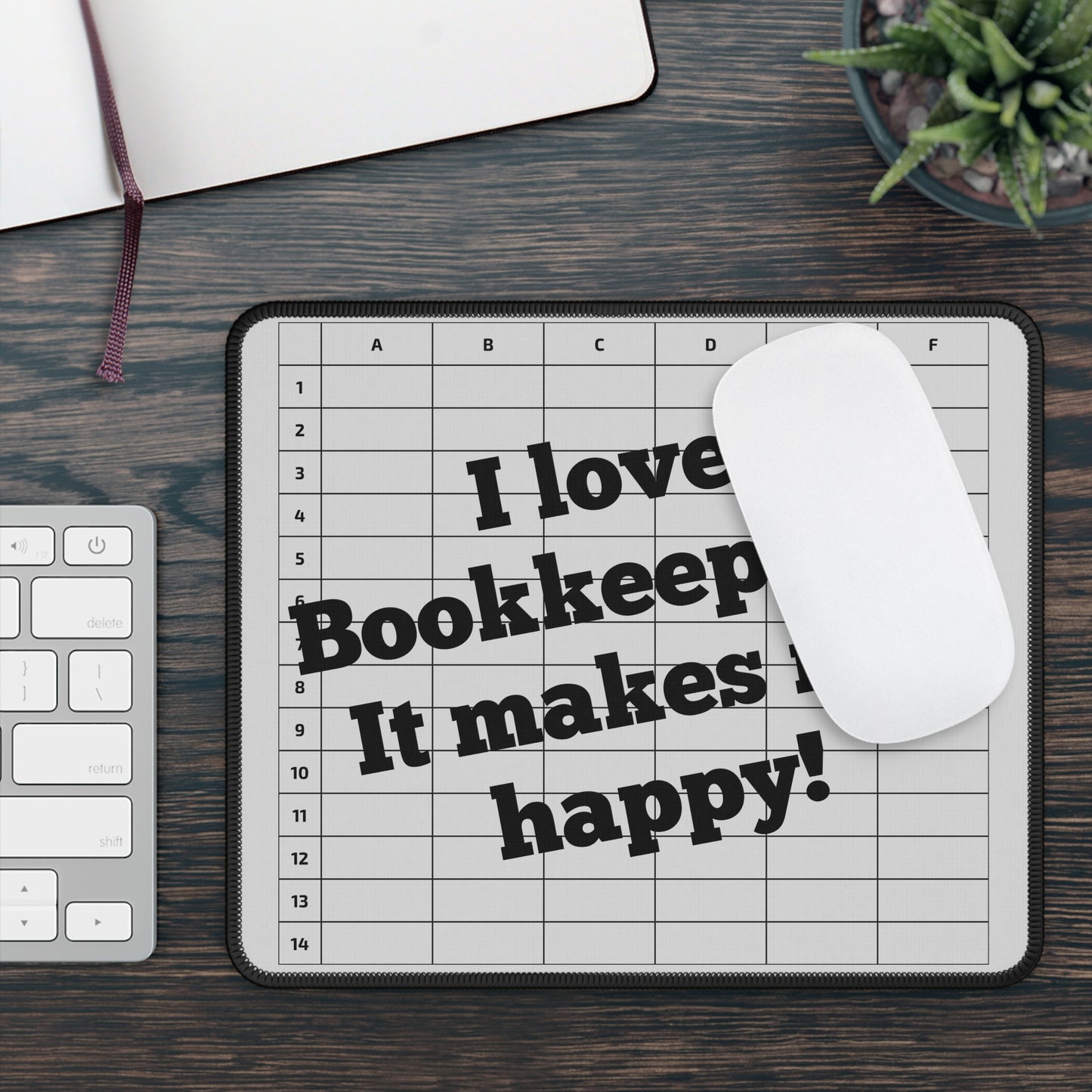 "I Love Bookkeeping Mousepad – Smooth Surface, Non-Slip Base, Gift for Accountants & Gamers, Fun & Durable Desk Accessory" - Gray