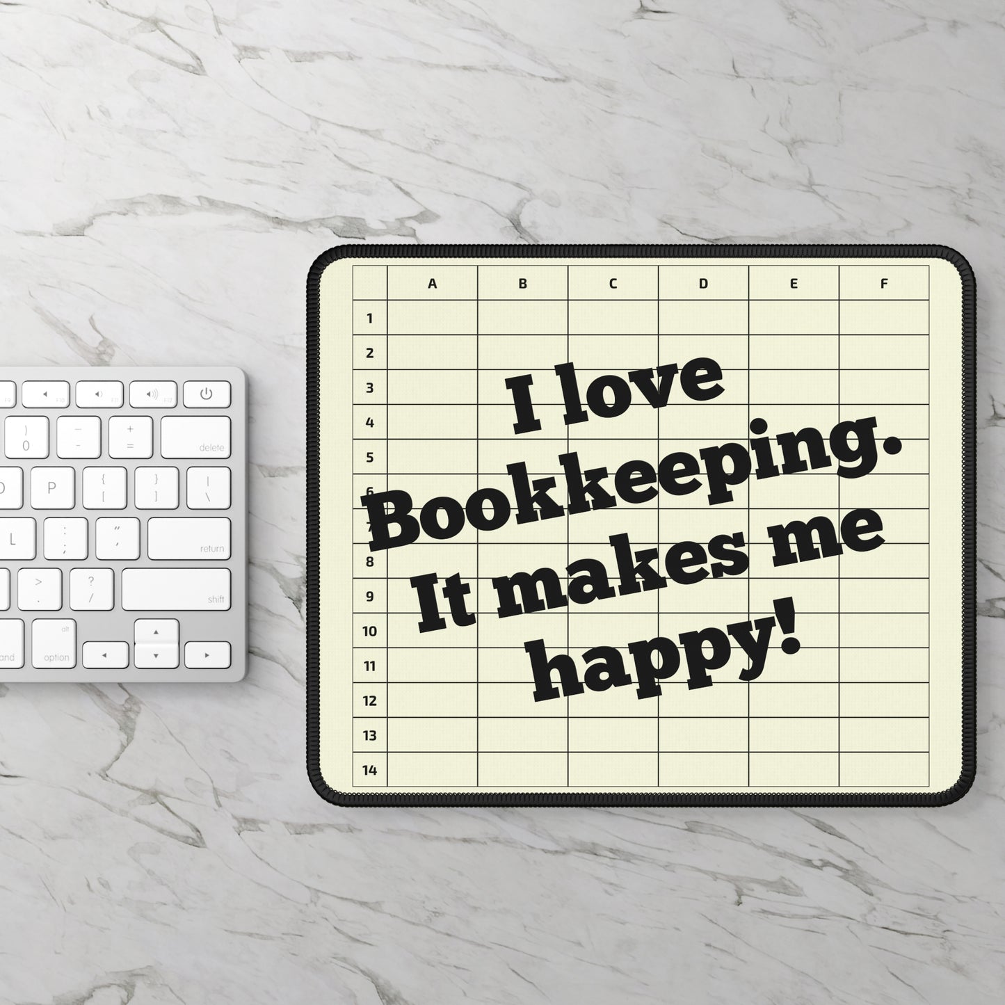 I Love Bookkeeping Mousepad – Smooth Surface, Non-Slip Base, Gift for Accountants & Gamers, Fun & Durable Desk Accessory - Beige