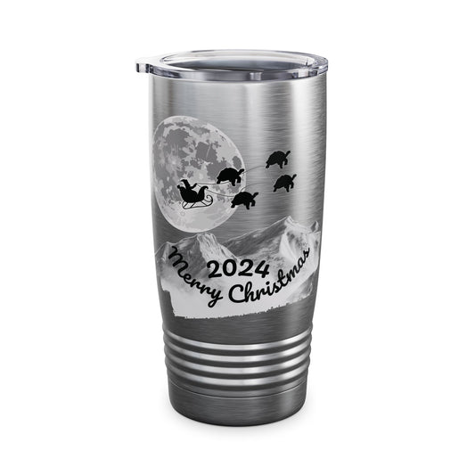 Christmas Tumbler, Santa Riding Sleigh Pulled by Tortoises, 20oz