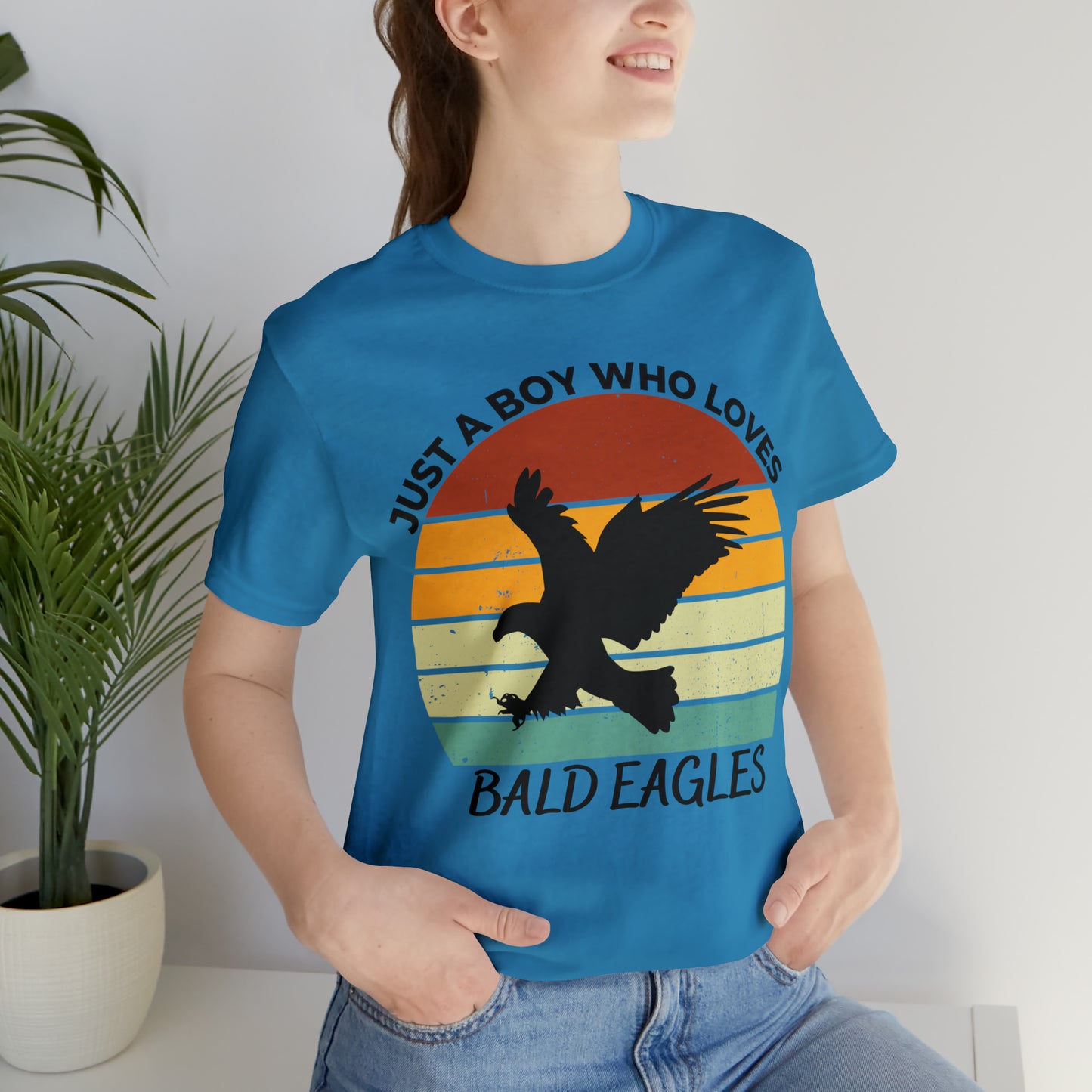 Just a Boy Who Loves Bald Eagles Short Sleeve Tee