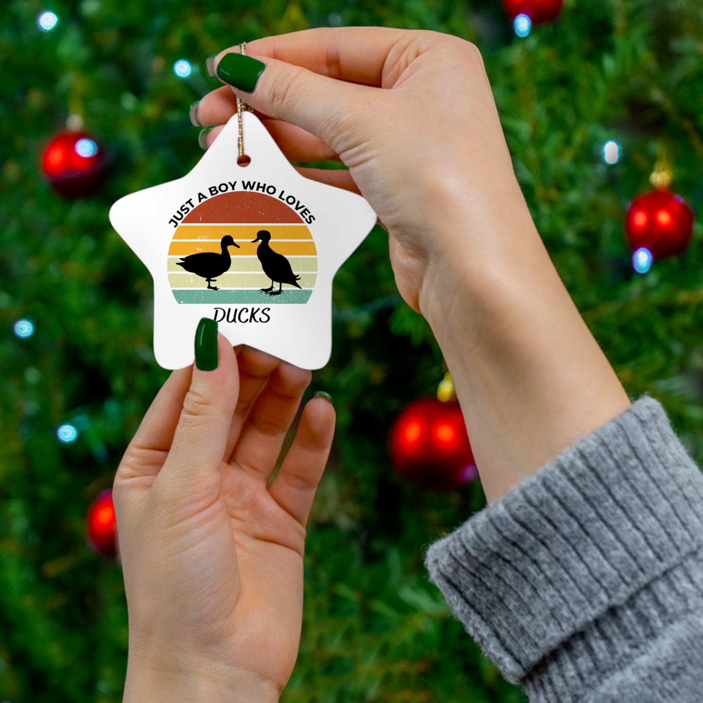 Just a Boy Who Loves Ducks Ceramic Ornament, 3 Shapes