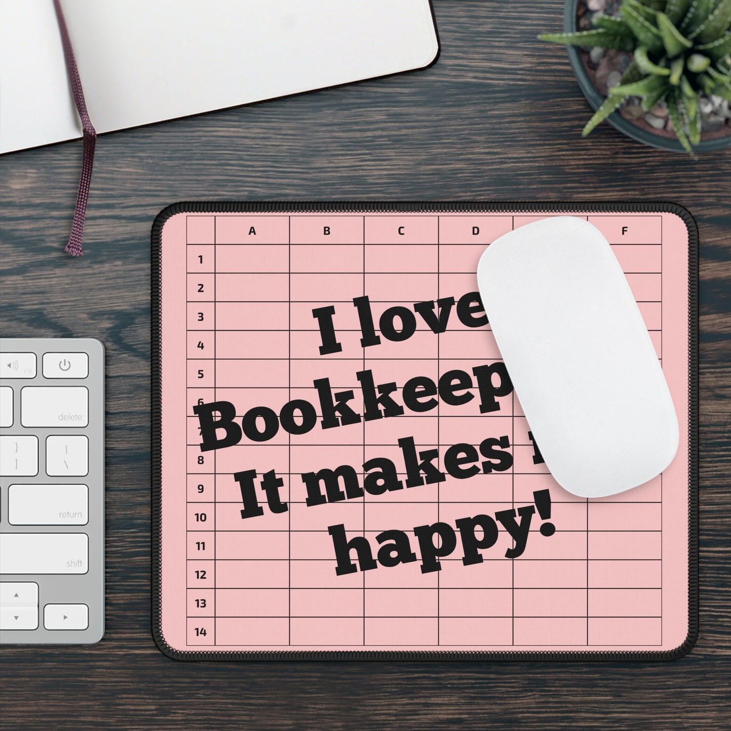 I Love Bookkeeping Mousepad – Smooth Surface, Non-Slip Base, Gift for Accountants & Gamers, Fun & Durable Desk Accessory - Pink